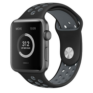 Sportarmband - Gr&ouml;&szlig;e: S/M - Schwarz + Grau - Geeignet f&uuml;r Apple Watch 38mm / 40mm / 41mm / 42mm