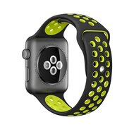Sportarmband - Gr&ouml;&szlig;e: S/M - Schwarz + Gelb - Geeignet f&uuml;r Apple Watch 38mm / 40mm / 41mm / 42mm