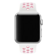 Sportarmband - Gr&ouml;&szlig;e: S/M - Wei&szlig; + Rosa - Geeignet f&uuml;r Apple Watch 38mm / 40mm / 41mm / 42mm