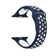 Sportarmband - Gr&ouml;&szlig;e: S/M - Blau + Wei&szlig; - Geeignet f&uuml;r Apple Watch 38mm / 40mm / 41mm / 42mm