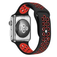 Sportarmband - Gr&ouml;&szlig;e: M/L - Schwarz + Rot - Geeignet f&uuml;r Apple Watch 38mm / 40mm / 41mm / 42mm