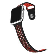 Sportarmband - Gr&ouml;&szlig;e: M/L - Schwarz + Rot - Geeignet f&uuml;r Apple Watch 38mm / 40mm / 41mm / 42mm
