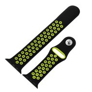 Sportarmband - Gr&ouml;&szlig;e: M/L - Schwarz + Gelb - Geeignet f&uuml;r Apple Watch 38mm / 40mm / 41mm