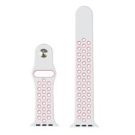 Sportarmband - Gr&ouml;&szlig;e: M/L - Wei&szlig; + Pink - Geeignet f&uuml;r Apple Watch 38mm / 40mm / 41mm / 42mm