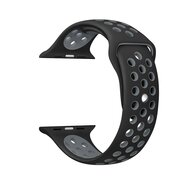 Sportarmband - Gr&ouml;&szlig;e: S/M - Schwarz + Grau - Geeignet f&uuml;r Apple Watch 44mm / 45mm / 46mm / 49mm