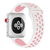 Sportarmband - Gr&ouml;&szlig;e: S/M - Wei&szlig; + Pink - Geeignet f&uuml;r Apple Watch 44mm / 45mm / 46mm / 49mm