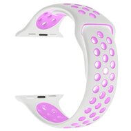 Sportarmband - Gr&ouml;&szlig;e: S/M - Wei&szlig; + Lila - Geeignet f&uuml;r Apple Watch 44mm / 45mm / 46mm / 49mm
