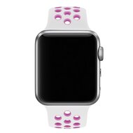 Sportarmband - Gr&ouml;&szlig;e: S/M - Wei&szlig; + Lila - Geeignet f&uuml;r Apple Watch 44mm / 45mm / 46mm / 49mm