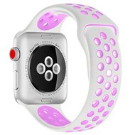Sportarmband - Gr&ouml;&szlig;e: M/L - Wei&szlig; + Lila - Geeignet f&uuml;r Apple Watch 44mm / 45mm / 46mm / 49mm