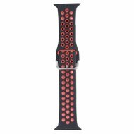 Silikon-Sportband mit Schnalle - Schwarz + Rot - Geeignet f&uuml;r Apple Watch 38mm / 40mm / 41mm / 42mm