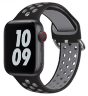 Silikon-Sportband mit Schnalle - Schwarz + Grau - Geeignet f&uuml;r Apple Watch 38mm / 40mm / 41mm / 42mm