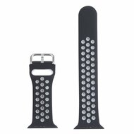 Silikon-Sportband mit Schnalle - Schwarz + Grau - Geeignet f&uuml;r Apple Watch 38mm / 40mm / 41mm / 42mm