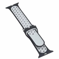 Silikon-Sportband mit Schnalle - Schwarz + Grau - Geeignet f&uuml;r Apple Watch 38mm / 40mm / 41mm / 42mm