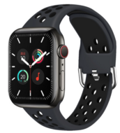 Silikon-Sportband mit Schnalle - Schwarz - Geeignet f&uuml;r Apple Watch 38mm / 40mm / 41mm / 42mm