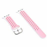 Silikon-Sportband mit Schnalle - Wei&szlig; + Pink - Geeignet f&uuml;r Apple Watch 38mm / 40mm / 41mm / 42mm