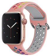 Silikon-Sportband mit Schnalle - Pink + Multicolour - Geeignet f&uuml;r Apple Watch 38mm / 40mm / 41mm / 42mm