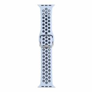 Silikon-Sportband mit Schnalle - Grau Blau + Schwarz - Geeignet f&uuml;r Apple Watch 38mm / 40mm / 41mm / 42mm