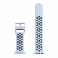 Silikon-Sportband mit Schnalle - Grau Blau + Schwarz - Geeignet f&uuml;r Apple Watch 38mm / 40mm / 41mm / 42mm