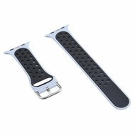 Silikon-Sportband mit Schnalle - Grau Blau + Schwarz - Geeignet f&uuml;r Apple Watch 38mm / 40mm / 41mm / 42mm
