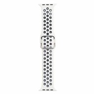 Silikon-Sportband mit Schnalle - Cremewei&szlig; + Schwarz - Passend f&uuml;r Apple Watch 38mm / 40mm / 41mm / 42mm