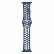 Silikon-Sportband mit Schnalle - Blau + Wei&szlig; - Geeignet f&uuml;r Apple Watch 38mm / 40mm / 41mm / 42mm