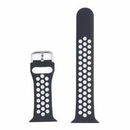 Silikon-Sportband mit Schnalle - Schwarz + Wei&szlig; - Geeignet f&uuml;r Apple Watch 44mm / 45mm / 46mm / 49mm