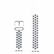 Silikon-Sportband mit Schnalle - Wei&szlig; + Schwarz - Geeignet f&uuml;r Apple Watch 44mm / 45mm / 46mm / 49mm