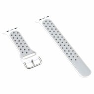 Silikon-Sportband mit Schnalle - Wei&szlig; + Grau - Geeignet f&uuml;r Apple Watch 44mm / 45mm / 46mm / 49mm