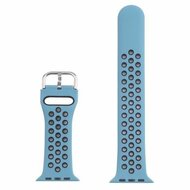 Silikon-Sportband mit Schnalle - Blau Grau + Schwarz - Geeignet f&uuml;r Apple Watch 44mm / 45mm / 46mm / 49mm