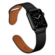 Lederarmband - Schwarz - Geeignet f&uuml;r Apple Watch 44mm / 45mm / 46mm / 49mm
