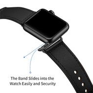 Lederarmband - Schwarz - Geeignet f&uuml;r Apple Watch 44mm / 45mm / 46mm / 49mm
