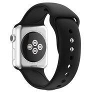 Silikon-Sportband - Schwarz - Doppeldruckknopf-Verschluss - Geeignet f&uuml;r Apple Watch 38mm / 40mm / 41mm / 42mm