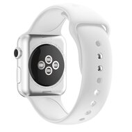 Silikon-Sportband - Wei&szlig; - Doppelter Druckknopfverschluss - Geeignet f&uuml;r Apple Watch 38mm / 40mm / 41mm / 42mm