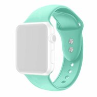 Silikon-Sportband - Mintgr&uuml;n - Doppeldruckknopf-Verschluss - Geeignet f&uuml;r Apple Watch 44mm / 45mm / 46mm / 49mm