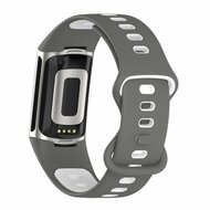 FitBit Charge 5 &amp; 6 Sportband mit Doppelschlaufe - Grau/Wei&szlig; - Zweifarbig - Gr&ouml;&szlig;e: L