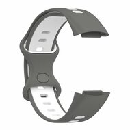 FitBit Charge 5 &amp; 6 Sportband mit Doppelschlaufe - Grau/Wei&szlig; - Zweifarbig - Gr&ouml;&szlig;e: L