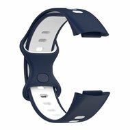 FitBit Charge 5 &amp; 6 Sportband mit Doppelschlaufe - Dunkelblau / Wei&szlig; - Zweifarbig - Gr&ouml;&szlig;e: L