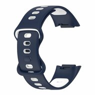 FitBit Charge 5 &amp; 6 Sportband mit Doppelschlaufe - Dunkelblau / Wei&szlig; - Zweifarbig - Gr&ouml;&szlig;e: L