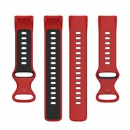 FitBit Charge 5 &amp; 6 Sportband mit Doppelschlaufe - Rot/Schwarz - Zweifarbig - Gr&ouml;&szlig;e: L