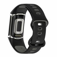 FitBit Charge 5 &amp; 6 Sportband mit Doppelschlaufe - Schwarz/Grau - Zweifarbig - Gr&ouml;&szlig;e: L