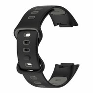 FitBit Charge 5 &amp; 6 Sportband mit Doppelschlaufe - Schwarz/Grau - Zweifarbig - Gr&ouml;&szlig;e: L