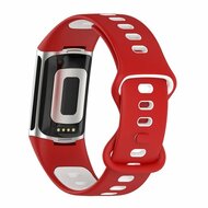 FitBit Charge 5 &amp; 6 Sportband mit Doppelschlaufe - Rot / Wei&szlig; - Zweifarbig - Gr&ouml;&szlig;e: L