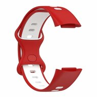 FitBit Charge 5 &amp; 6 Sportband mit Doppelschlaufe - Rot / Wei&szlig; - Zweifarbig - Gr&ouml;&szlig;e: L