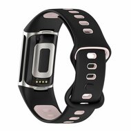 FitBit Charge 5 &amp; 6 Sportband mit Doppelschlaufe - Schwarz/Pink - Zweifarbig - Gr&ouml;&szlig;e: L