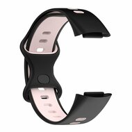 FitBit Charge 5 &amp; 6 Sportband mit Doppelschlaufe - Schwarz/Pink - Zweifarbig - Gr&ouml;&szlig;e: L