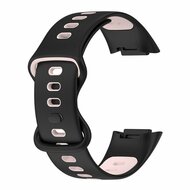 FitBit Charge 5 &amp; 6 Sportband mit Doppelschlaufe - Schwarz/Pink - Zweifarbig - Gr&ouml;&szlig;e: L