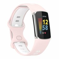 FitBit Charge 5 &amp; 6 Sportband mit Doppelschlaufe - Rosa / wei&szlig; - Zweifarbig - Gr&ouml;&szlig;e: L