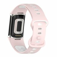 FitBit Charge 5 &amp; 6 Sportband mit Doppelschlaufe - Rosa / wei&szlig; - Zweifarbig - Gr&ouml;&szlig;e: L