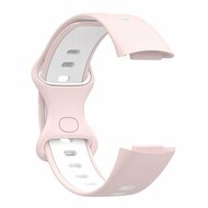 FitBit Charge 5 &amp; 6 Sportband mit Doppelschlaufe - Rosa / wei&szlig; - Zweifarbig - Gr&ouml;&szlig;e: L