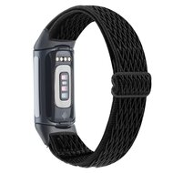 FitBit Charge 5 &amp; 6 Elastisches Solo-Schleifen-Nylonband - Schwarz